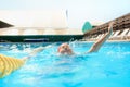 The portrait of happy smiling beautiful teen girl at the pool Royalty Free Stock Photo