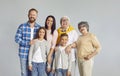 Portrait of happy smiling Caucasian large family consisting of three generations. Royalty Free Stock Photo