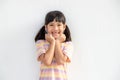 Portrait of happy smiling child girl isolated on white background Royalty Free Stock Photo
