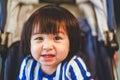 Close up child with milk teeth growing. Emotion Concept. Royalty Free Stock Photo