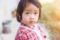 Portrait of happy smiling cute little girl child outdoors in summer day Royalty Free Stock Photo