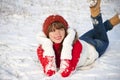 Portrait of happy smiling girl in winter Royalty Free Stock Photo