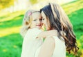 Portrait happy smiling mother hugging child daughter Royalty Free Stock Photo