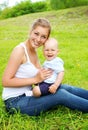Portrait of happy smiling mother and son child Royalty Free Stock Photo