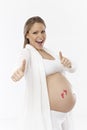 Portrait of happy smiling pregnant female