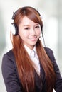 Portrait of happy smiling support phone operator in headset Royalty Free Stock Photo