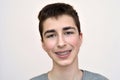 Teenage boy with braces on his teeth Royalty Free Stock Photo