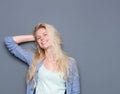 Portrait of a happy smiling young blond woman Royalty Free Stock Photo