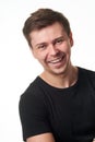 Portrait of happy smiling young man, isolated on white