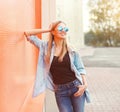 Portrait of happy smiling young woman wearing a casual clothes Royalty Free Stock Photo