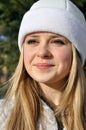 Portrait of happy teenage girl dressed as Snow Maiden Royalty Free Stock Photo