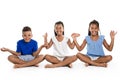 Portrait of happy three black childrens, white background