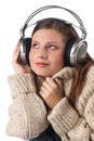 Portrait of happy woman enjoying music Royalty Free Stock Photo