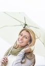 Portrait Of Happy Woman Holding Umbrella