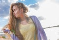 Portrait of happy woman smiling against clear sky Royalty Free Stock Photo