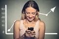 Portrait happy woman using her smart phone Royalty Free Stock Photo