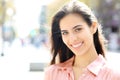 Portrait of a happy woman with white smile in the street Royalty Free Stock Photo