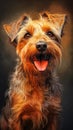 Studio portrait of happy Yorkshire terrier dog on plain backdrop Royalty Free Stock Photo