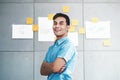 Portrait of Happy Young Asian Businessman Crossed Arms and Smiling in Office Meeting Room Royalty Free Stock Photo