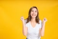 Portrait happy young asian woman dancing music celebrate fun enjoyment relaxation Royalty Free Stock Photo