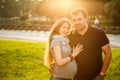 Portrait of Happy Young Couple Expecting Baby Royalty Free Stock Photo