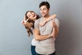 Portrait of a happy young couple hugging Royalty Free Stock Photo