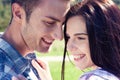 Portrait of happy young couple looking at each other. Royalty Free Stock Photo