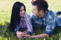 Portrait of happy young couple looking at each other. Royalty Free Stock Photo