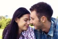 Portrait of happy young couple looking at each other. Royalty Free Stock Photo