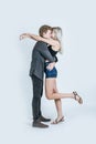 Portrait of happy young couple love together in studio Royalty Free Stock Photo