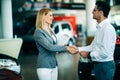 Portrait of happy customer buying new car Royalty Free Stock Photo