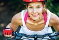 Portrait of happy young cyclist Royalty Free Stock Photo