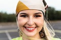 Portrait happy young girl while having fun hanging out outdoor Royalty Free Stock Photo