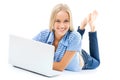 Portrait of a happy young girl with laptop computer Royalty Free Stock Photo