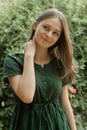 Portrait of happy young girl smiling. Blonde hair, natural, beautiful teen age girl. Summer portrait Royalty Free Stock Photo