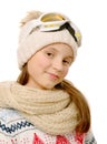 Portrait of a happy young girl snowboarding Royalty Free Stock Photo