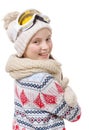 Portrait of a happy young girl snowboarding Royalty Free Stock Photo