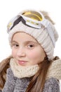 Portrait of a happy young girl snowboarding Royalty Free Stock Photo