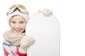 Portrait of a happy young girl snowboarding Royalty Free Stock Photo