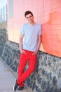 Portrait of a happy young man smiling outdoors Royalty Free Stock Photo