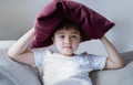 Portrait of Happy young mixed race child boy, Adorable Kid looking at camera with smiling face, Cute and Funny young boy putting Royalty Free Stock Photo