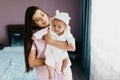 Portrait of a happy young mother with a little baby boy Royalty Free Stock Photo