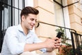 Portrait of happy young stylish man dressed in shirt Royalty Free Stock Photo