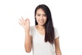 Portrait happy young woman showing ok sign Royalty Free Stock Photo
