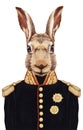 Portrait of Hare in military uniform.