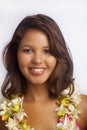 Portrait of a Hawaiian girl with flower lei