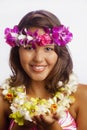 Portrait of a Hawaiian girl with flower lei