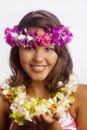 Portrait of a Hawaiian girl with flower lei Royalty Free Stock Photo