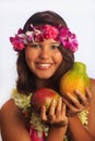 Portrait of a Hawaiian girl with flower lei Royalty Free Stock Photo