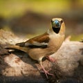 Portrait of a hawfinch Coccothraustes coccothraustes